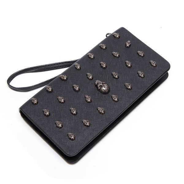 

2021 skull head wallet women's long zipper hand bag big money clip coin y808, Red;black
