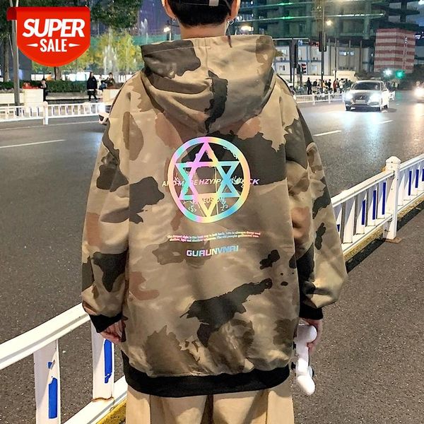 

camouflage hoodies men reflective new fashion sweatshirt male hoody hip military hoodie mens clothing usa size loose fit #jx0d, Black