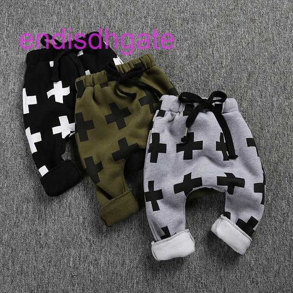 

fleece cross children's thickened casual 2021ins plush harem pants, Black;white
