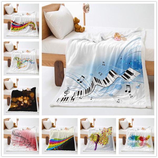

blankets music note 3d digital printing thick cashmere crystal velvet blanket