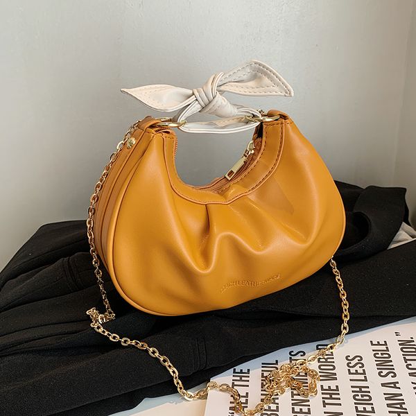

niche design senior female bag wild 2021 new fashion chain messenger bag half-moon bag handbag fold shoulder width 21cm