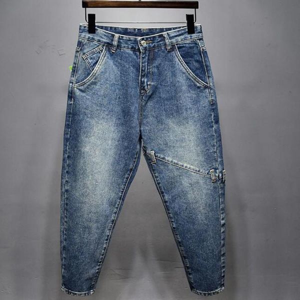 

men's jeans hip hop mens denim loose pants rap boy rapper men, Blue