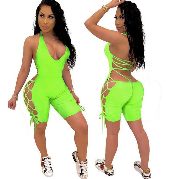 

women's jumpsuits & rompers womens sports wear clothing bandage set elegant backless stretch romper fitness workout sportwear ladies ho, Black;white