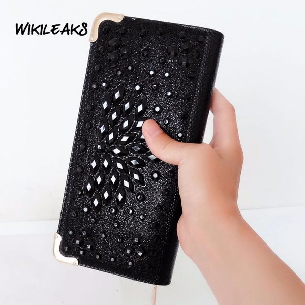 

wallets wikileaks designer women's purse rhinestone wallet leather money coins day clutches for party bolsa carteira feminina, Red;black
