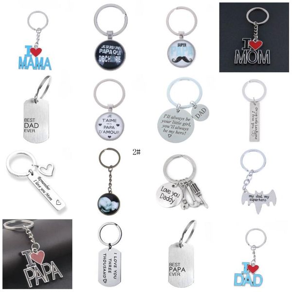 

keychains engraved key tag for father daddy fathers day keyring pendant keychain stainless steel family gifts, Silver