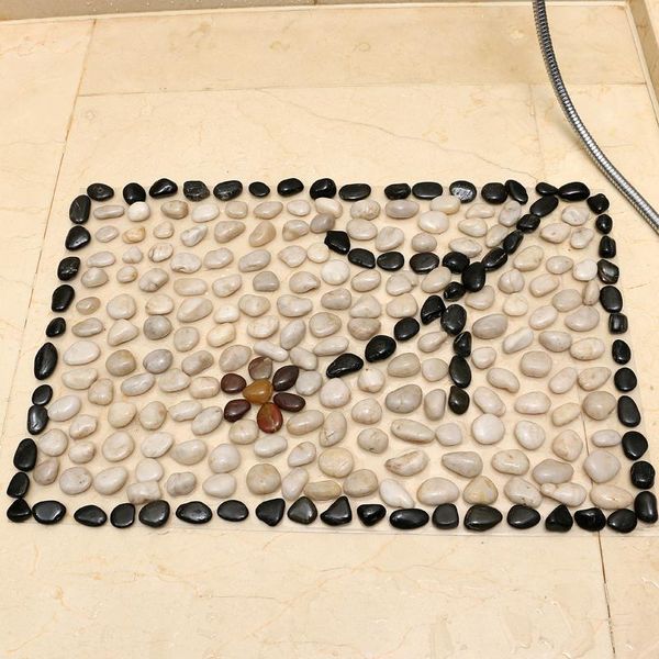 

fashion fast drying bath massage mat stone non-slip shower mat washable carpet pebble tapis salle de bain bathroom amenities eh5