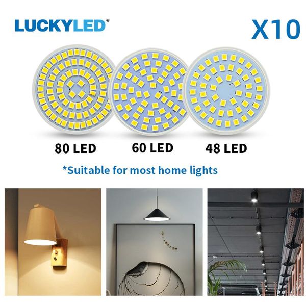 

bulbs luckyled 10 pcs/lot led spotlight bulb lampada mr16 bombillas lamp e27 110v gu10 220v 2835 leds e14 light