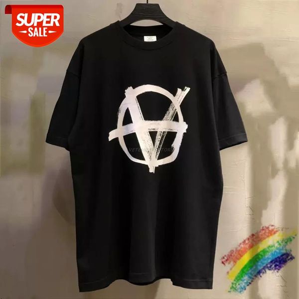 

2021ss VETEMENTS Anarchy LOGO T shirt Men Women 1:1 High Quality Sanskrit VETEMENTS Embroidered Logo on the back VTM Top Tees #lc2m, White;black