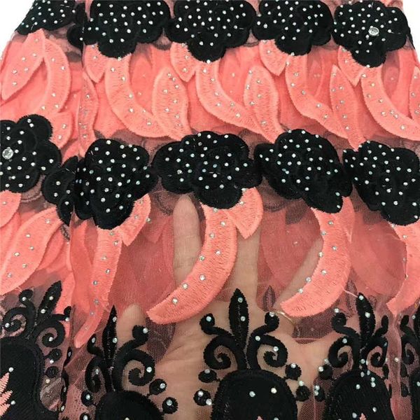 

ribbon wholesales lace fabric 2021latest african french net with biggest stones for wedding long dresses, Pink;blue