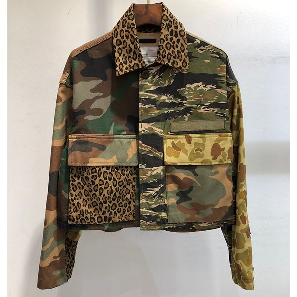 

2020 women camouflage print patchwork short cotton jacket coat female jackets, Black;brown