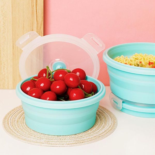 

dinnerware sets 350/50/800/1200ml silicone collapsible lunch box picnic fruit snack container microwave oven kitchen