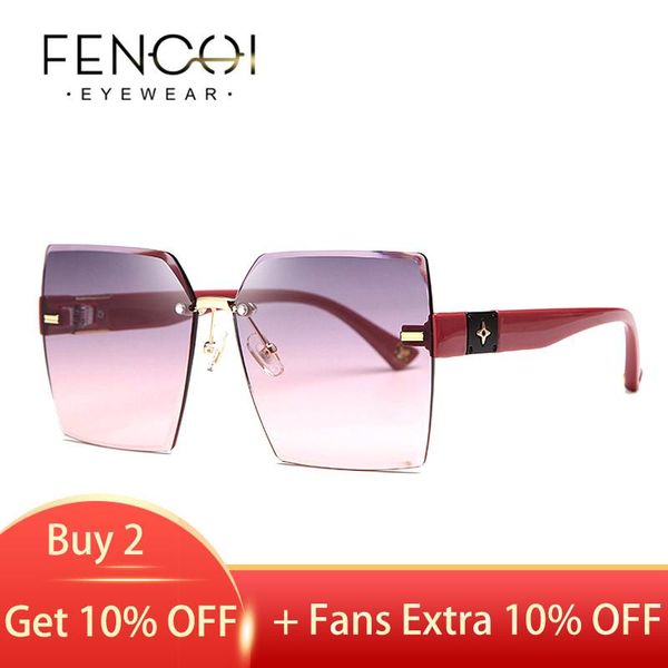 

sunglasses fenchi fashion square women 2021 rimless gradient sun glasses vintage alloy frame frameless classic shades uv400, White;black