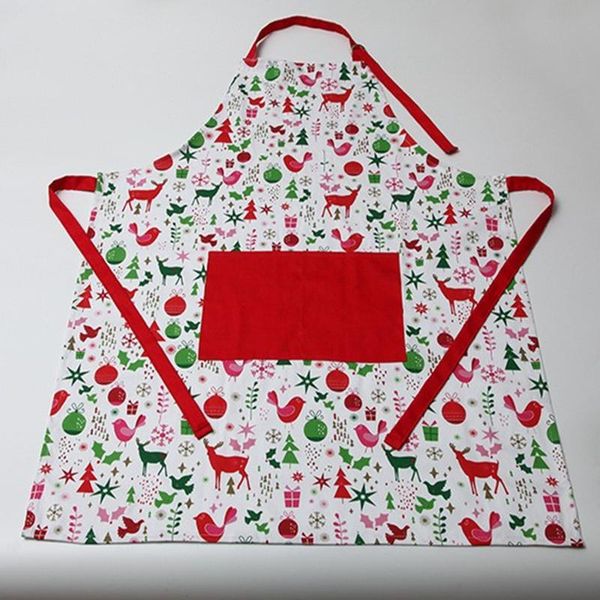 

aprons christmas tree elk bird fun apron 100% natural cotton pinafore for kitchen garden with pocket and adjustable strap woman