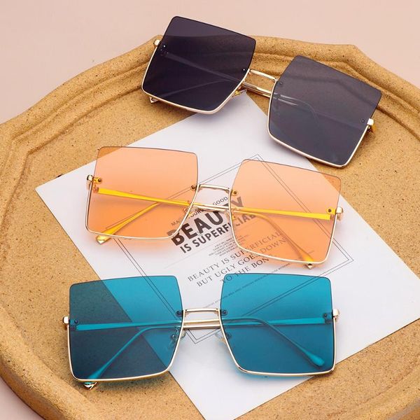 

outdoor eyewear metal semi-rimless sunglasses women retro oversized square sun glasses men fashion half frame streetwear uv400