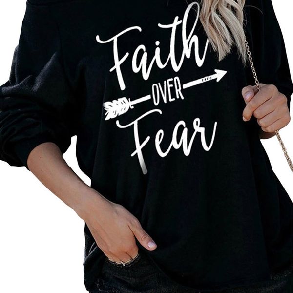 

relaxed casual letter print long sleeve round neck hoodless sweater in autumn / winter 20201, Black