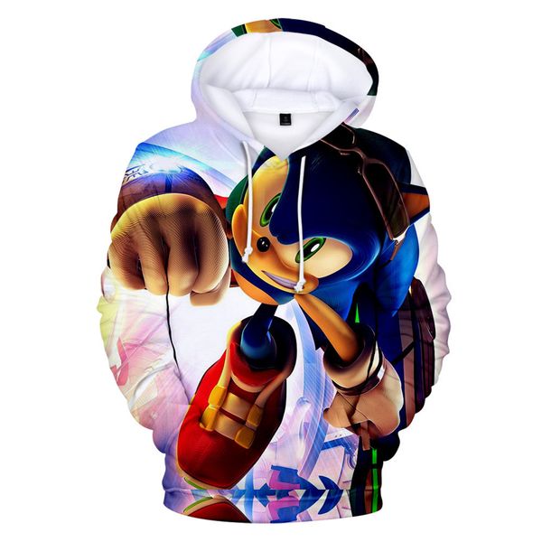 

anime sonic the hedgehog hoodie clothes for baby boys sweatshirt kids 3d colorful printing clothing teen girls hooded jumpers, Black