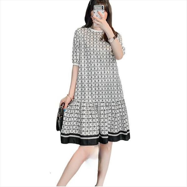 

european short sleeve loose womens dresses geometric print vintage, Black;gray