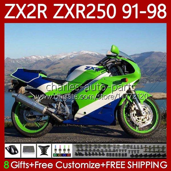 Kit de corpo para Kawasaki Ninja ZXR-250 ZX 2R 2 R R250 ZXR 250 ZXR250 1991 1998 1993 1994 1995 1996 1997 1998 85NO.103 ZX-R250 ZX-2R ZX2R 91 92 93 94 95 97 98 Fairing Verde