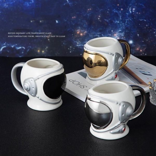 

mugs creative 3d cup astronaut helmet modeling aviation hat ceramic mug coffee large capacity water