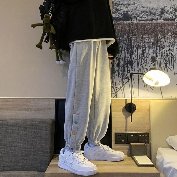 

men's pants spring and autumn thin wear sports pants, work clothes, korean fashion, loose binding, versatile casual, Black