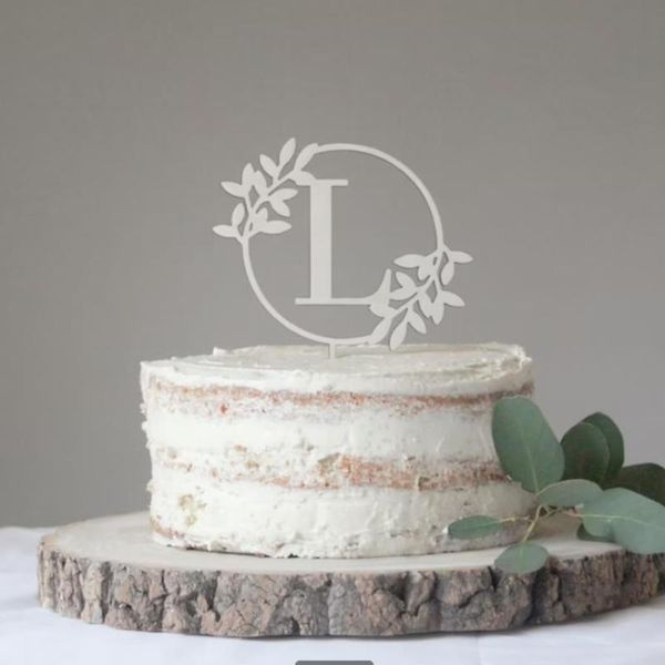 Altri articoli per feste per eventi Topper per torta nuziale, Topper botanico personalizzato iniziale personalizzato floreale