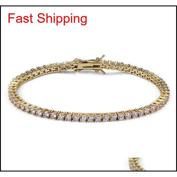 

european and american tennis chains hip-hop tide men's bracelet zircon-microencased m bracelet qylnma bdehome, Golden;silver