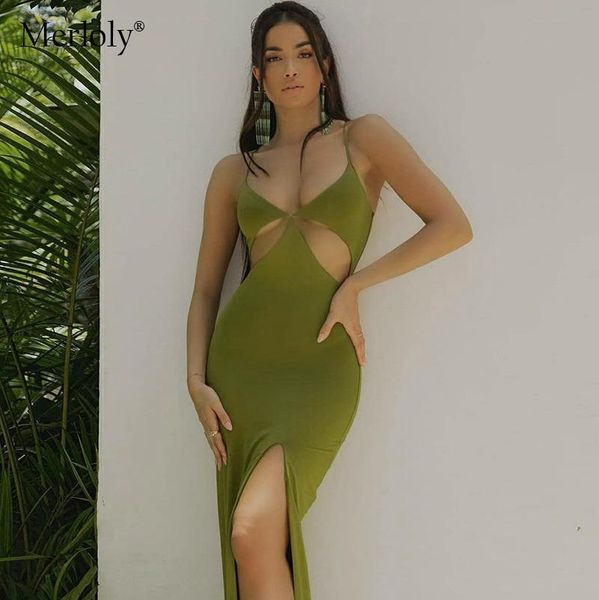 

casual dresses sling deep v light dress high split bodycon long black green woman summer 2021 elegant vacation party clothes, Black;gray
