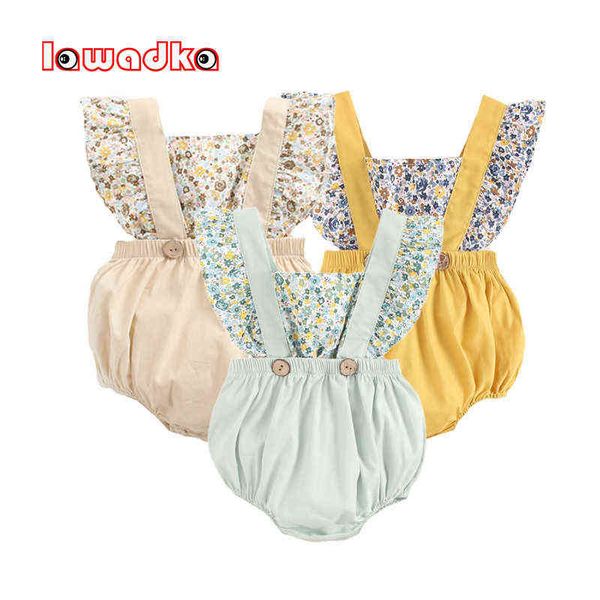 

lawadka summer newborn baby girl rompers print floral romper for girls cotton sleeveless jumpsuit outfits infant clothing 2021 g220223, Blue