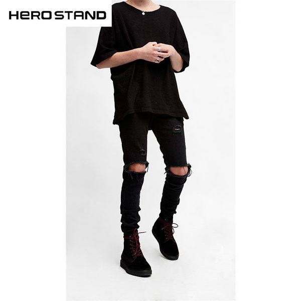 

man destroyed pants black ripped slim stretch wash jeans jeans trouser, Blue
