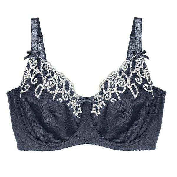 

miaoersidai women unlined printed bra plus size embroidery full cup bra comfortable soft underwear #bw1194 34-46 d-g, Red;black