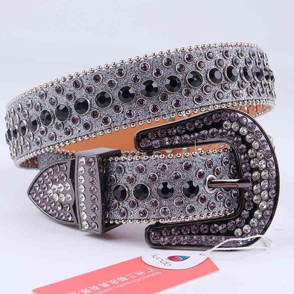 

designer belts 2023 fashion western cowboy rhinestone luxury bling dimond genuine leather crystal belts for woman factory outlet, Silver