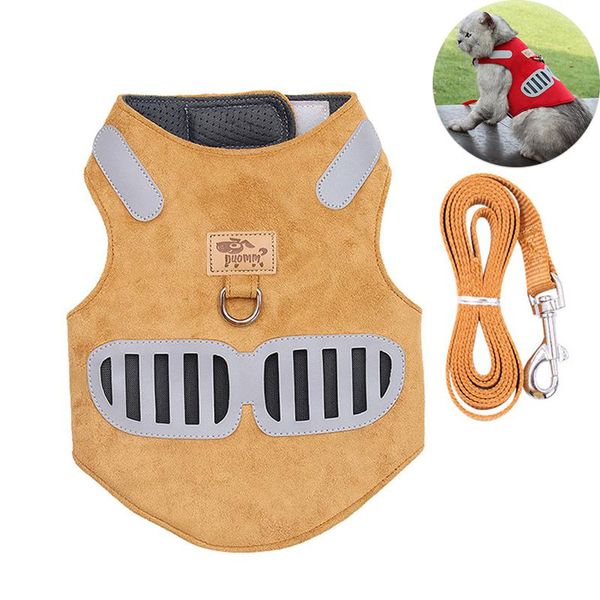 

cat collars & leads reflective harness leash set soft deerskin mesh vest for cats adjustable kitty puppy traction ropes accessories