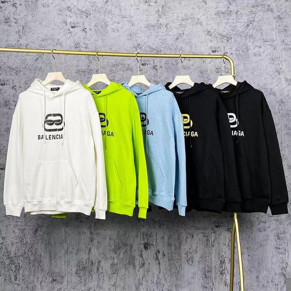 

brand hoodie b family classic lock print paris fashion brand loose men's and women's sweater, Black