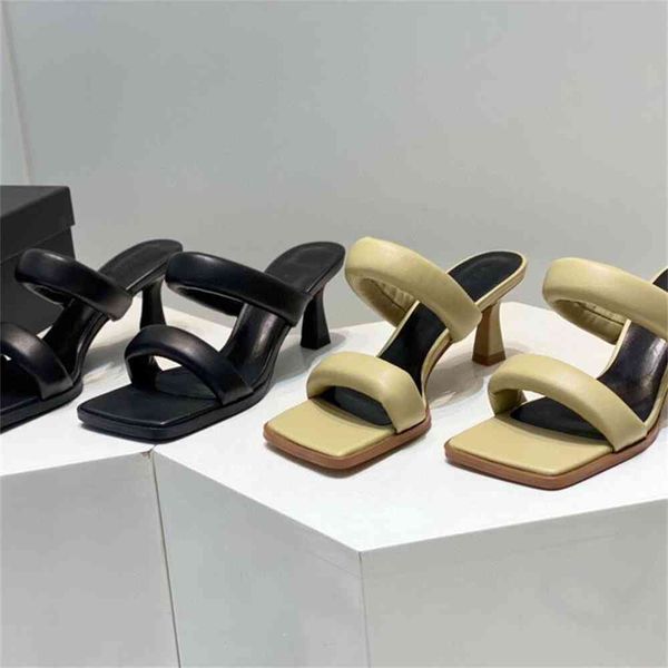 

80% off outlet store byfar new niche solid color square head small ribbon sheepskin soft and comfortable sandals versatile flip flops women&, Black