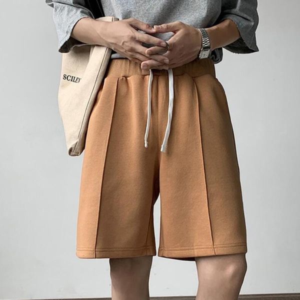 

men's shorts summer cotton drawstring fashion solid color casual men korean loose straight track mens clothing, White;black