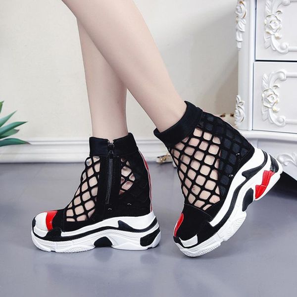 

fashion women sandals summer hidden heel gladiator sandals for woman fashion hollow out chunky sandal women summer beach shoes, Black