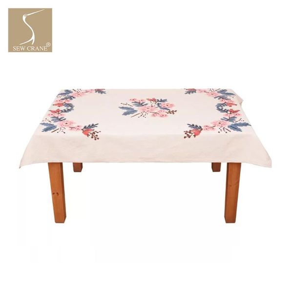 

sewcrane wildflowers hand-embroidered tablecloth decorative linen tablecloth