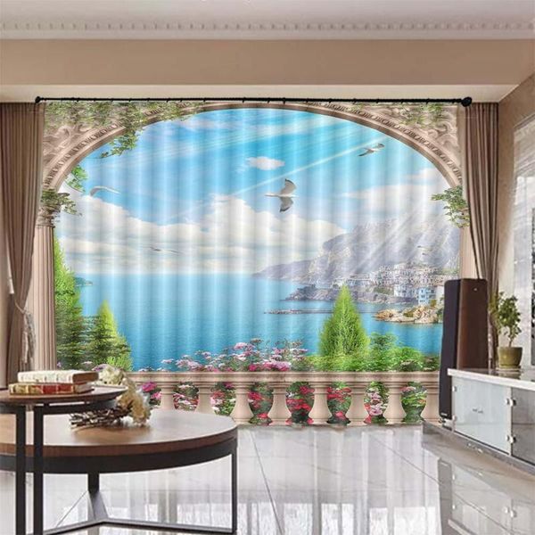 

curtain & drapes customize printed curtains architectural landscape 3d for bedroom living room window home