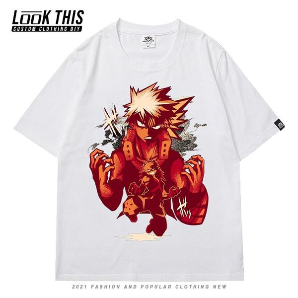 

women's t-shirt bakugou anime my hero academia print female white t-shirts harajuku street casual e girl loose