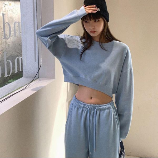 

women's two piece pants autumn sportswear two-piece set casual loose crop sports sweatshirt sweatpants women outfit 2021 korean clothin, White