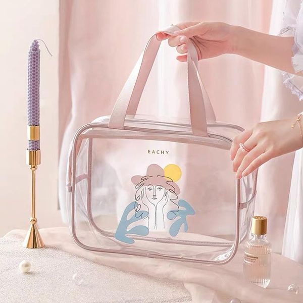 

storage bags travel transparent make up bag cosmetic cases clear waterproof portable toiletry pvc organizer handbags for women