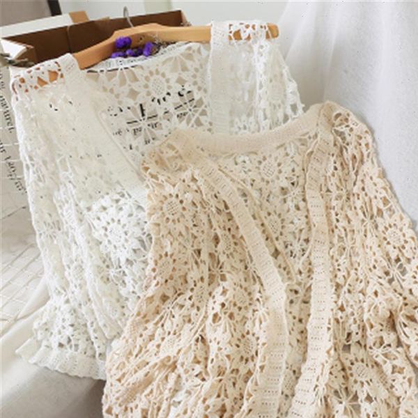 

hollow out crochet lace kimono cardigan women v neck open stitch casual elegant blouse spring summer beach cardigans mujer, White;black