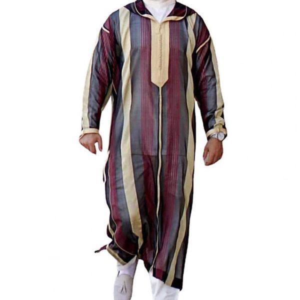 

men's casual shirts drop striped print hooded men robe lightweight long sleeve lapel loose traditional clothing, White;black
