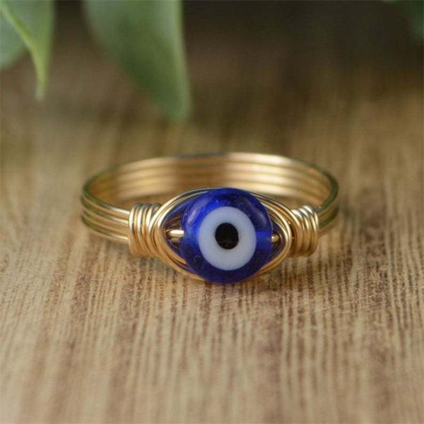 

cluster rings the eye of evil for women coloful acrylic bead ring boho vintage party wedding jewelry bague gifts, Golden;silver