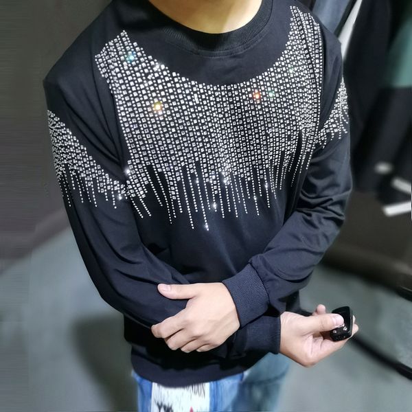 

men's hoodies & sweatshirts drilling shining sudaderas para hombre autumn hip hop punk gothic stage long sleeve 08pp, Black