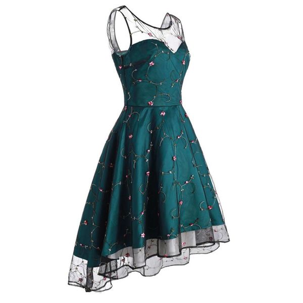 

Chic Lace Embroidered Dress Elegant Sweet Dubai Floral Embroidery High Low Cocktail Dresses Abiti Da Cerimonia evening, Picture color