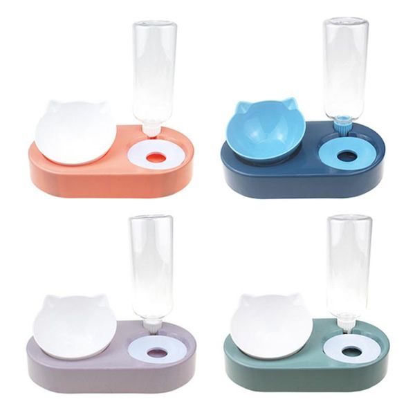 

cat bowls & feeders 2-in-1 bowl water dispenser automatic storage dish pet dog container with waterer feeder