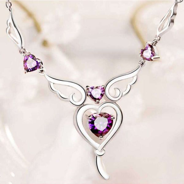 

hbp fashion heart-shaped wings love necklace pendant of the korean version is unique and creative, Silver