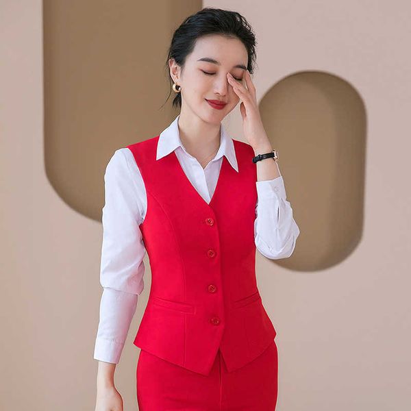 Colete feminino profissional cor sólida de alta qualidade jaqueta de escritório terno shopping shopping mover roupas elegante fêmea 210527
