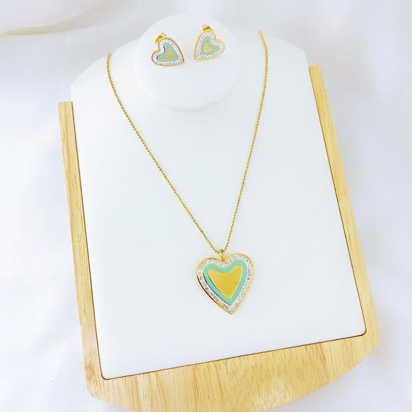 

earrings & necklace bohemian love heart choker for women gold silver color clavicle chain fashion female chocker jewelry charm